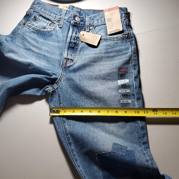 Levi's 501 Straight Leg Patch Jeans NWT sz 27W - Picture 10 of 16